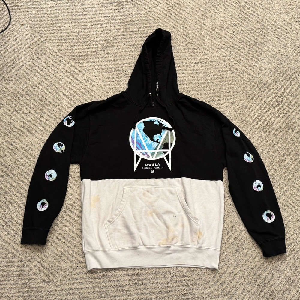 Electric Family × OWSLA Hoodie (Black Top / White Bottom) – Size L